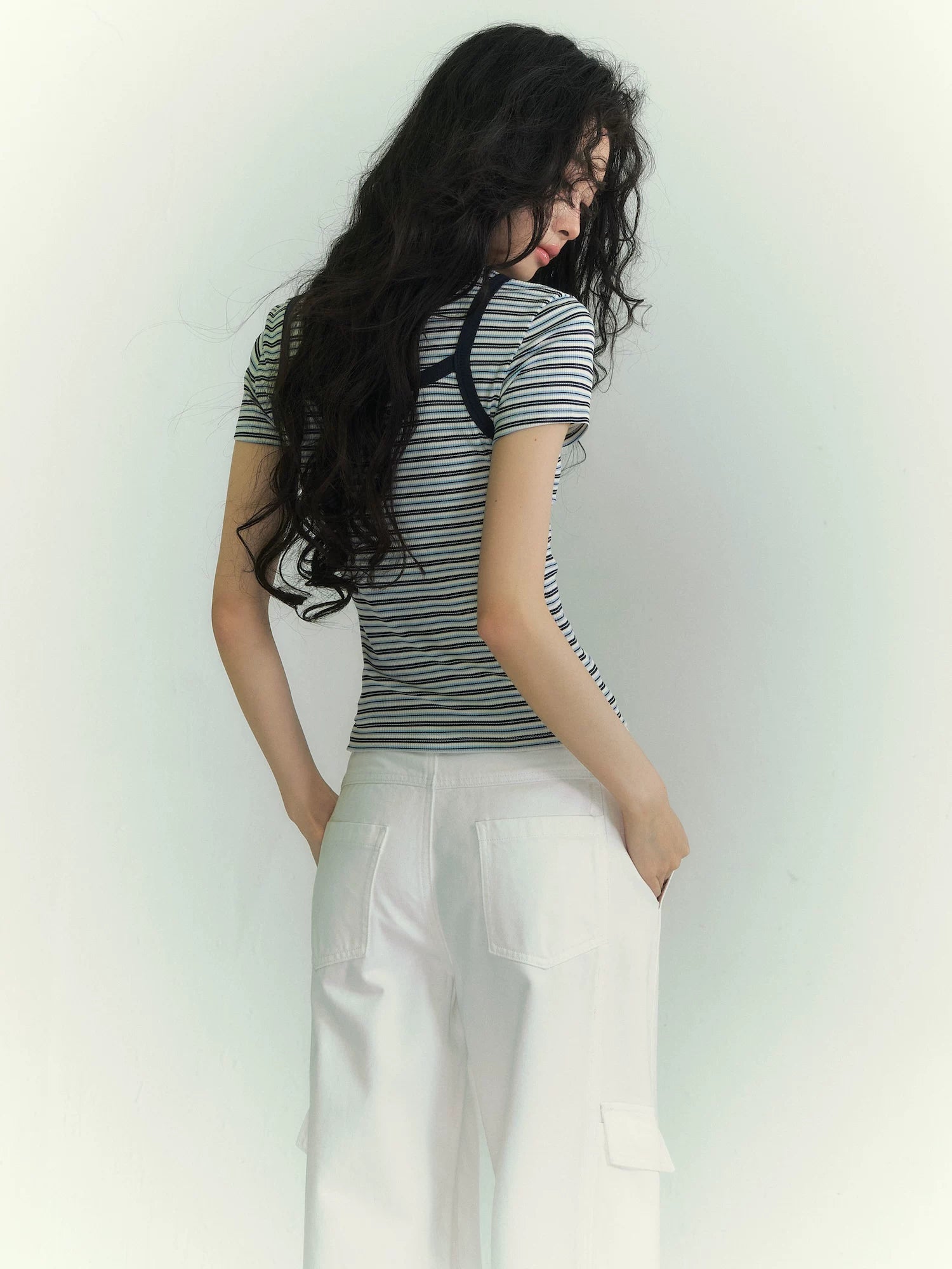 Casual Striped T-Shirt & Camisole Set