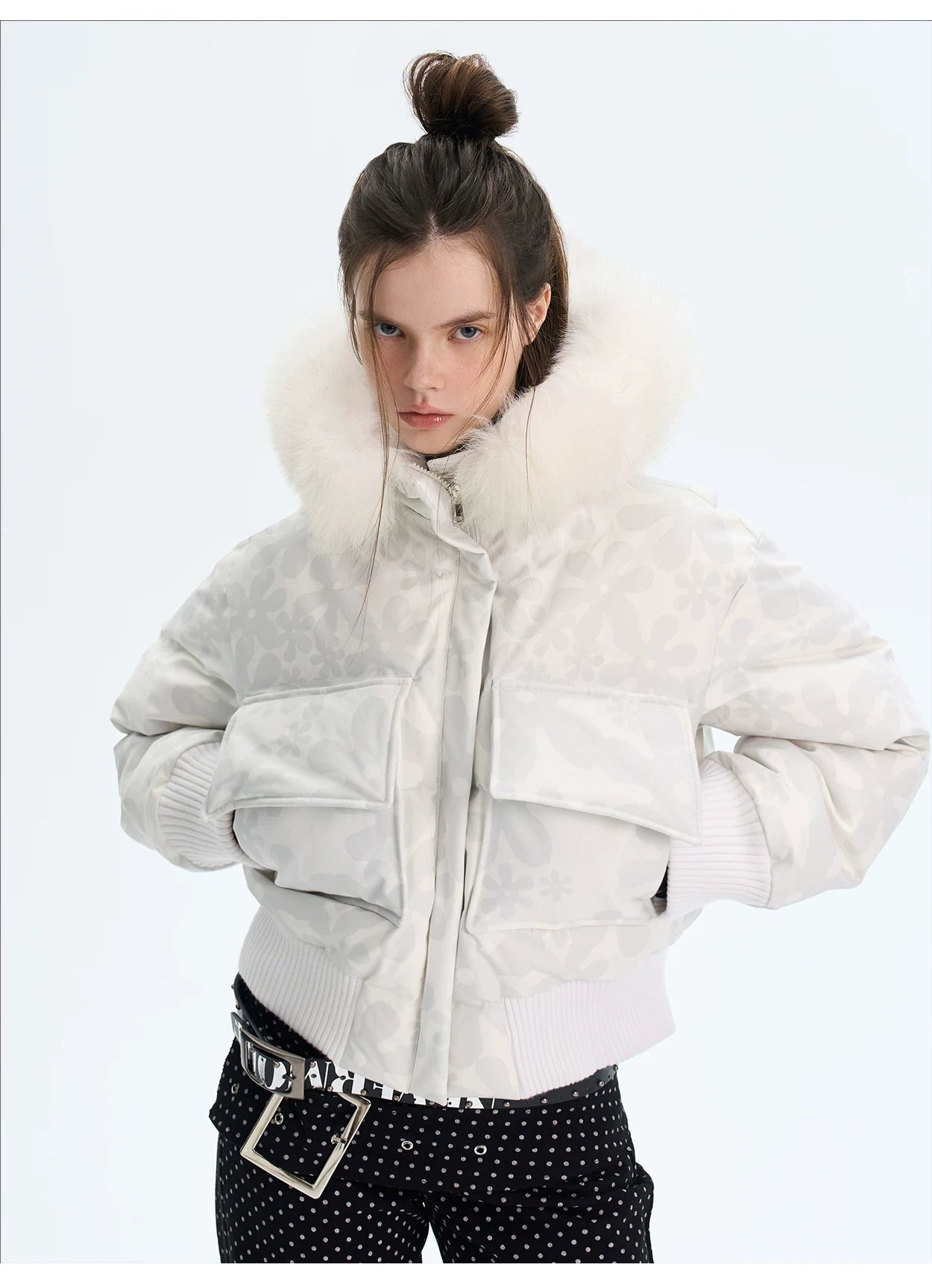 Vintage Printed Short Down Jacket