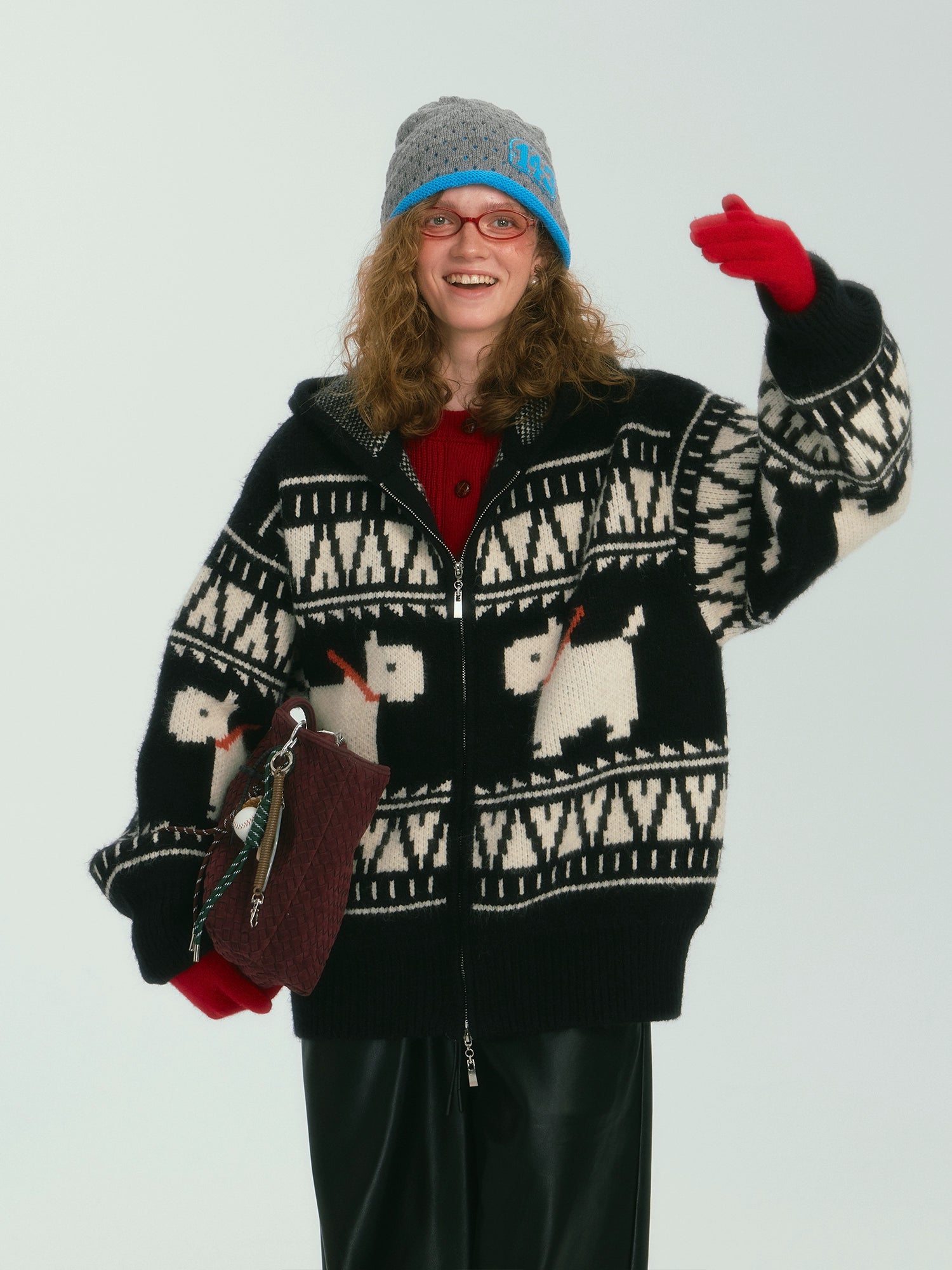 Mosaic Terrier Hooded Cardigan - CHINASQUAD