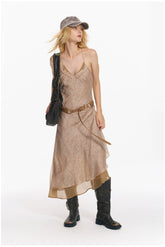 Vintage Layered Halter Dress - CHINASQUAD