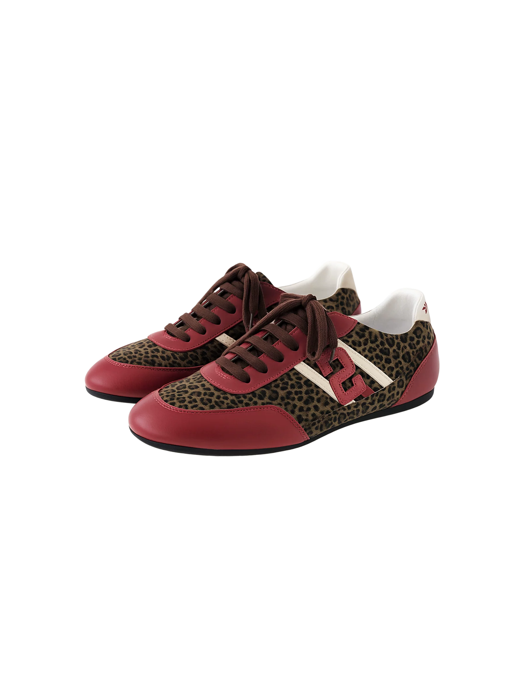 Leopard-Panel Low-Top German Trainer Sneakers
