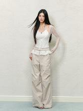 Lace Trim Pleated Cargo Pants - CHINASQUAD
