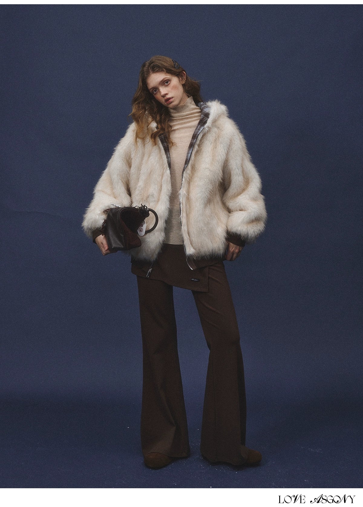 Asgony Asymmetric Layered Flare Knit Pants