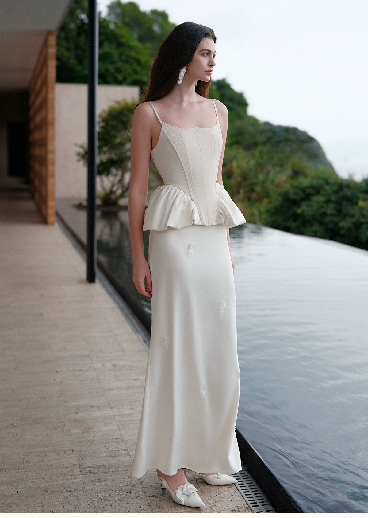 Luxury Handcrafted Beaded Satin Slip Dress - CHINASQUAD