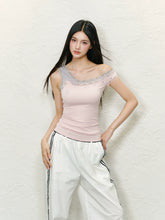 Color-block Lace Irregular Backless Vest - CHINASQUAD