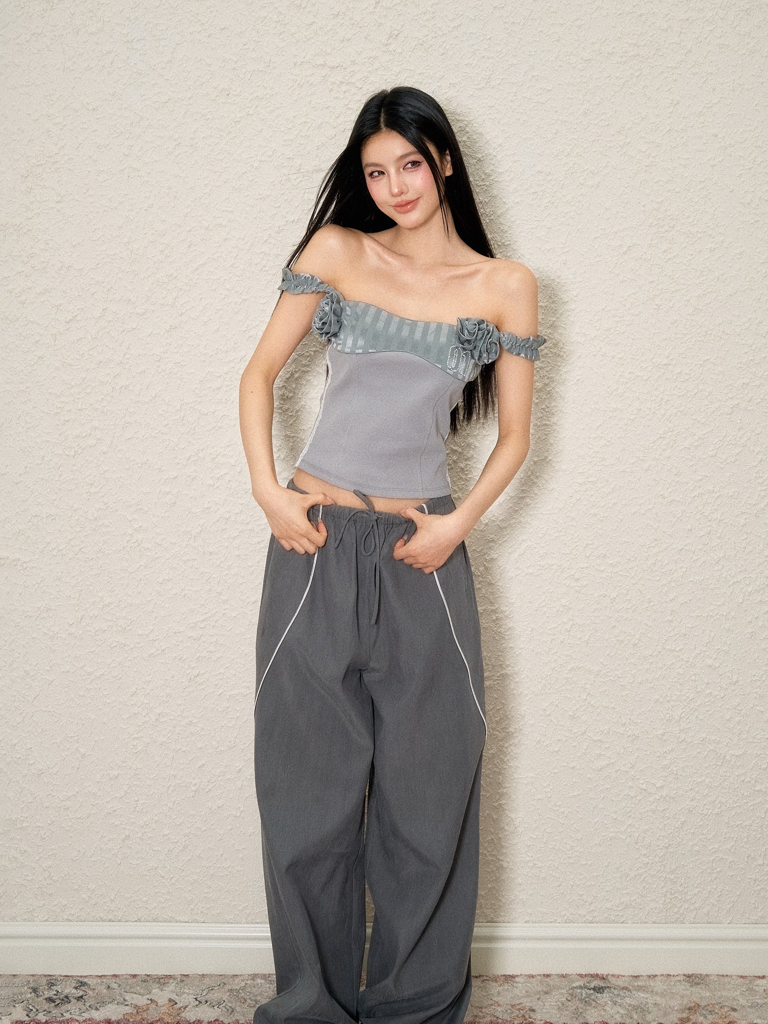 3D Floral Off-Shoulder Vest - CHINASQUAD