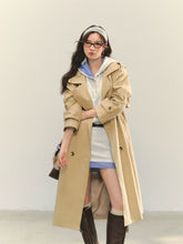 Embroidered Lapel Khaki Trench Coat - CHINASQUAD