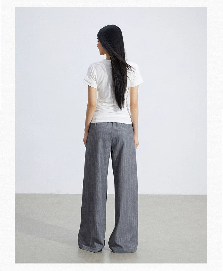 Contrast Stripe Tailored Wide-Leg Trousers