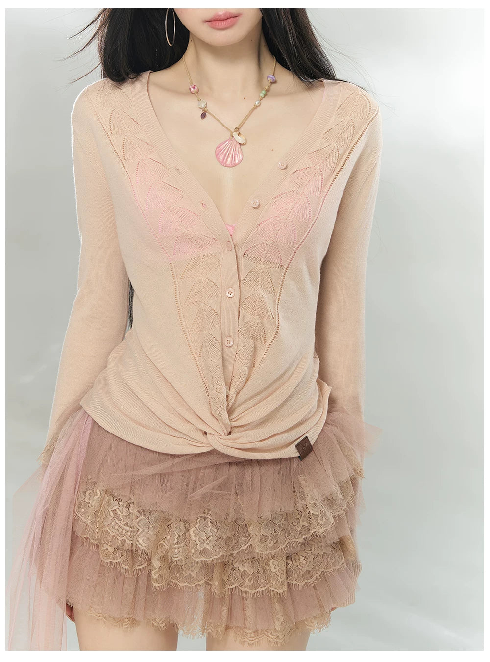 Reversible V-Neck Acetate Wool Knit T-Shirts