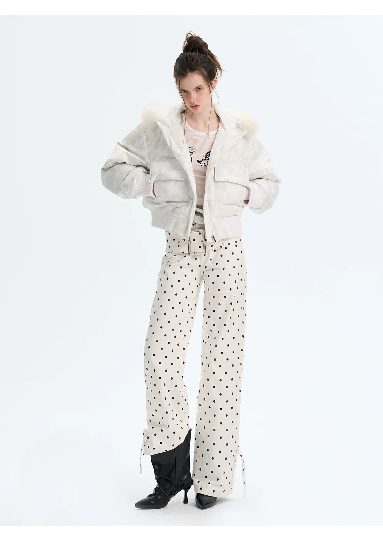 Vintage Printed Short Down Jacket