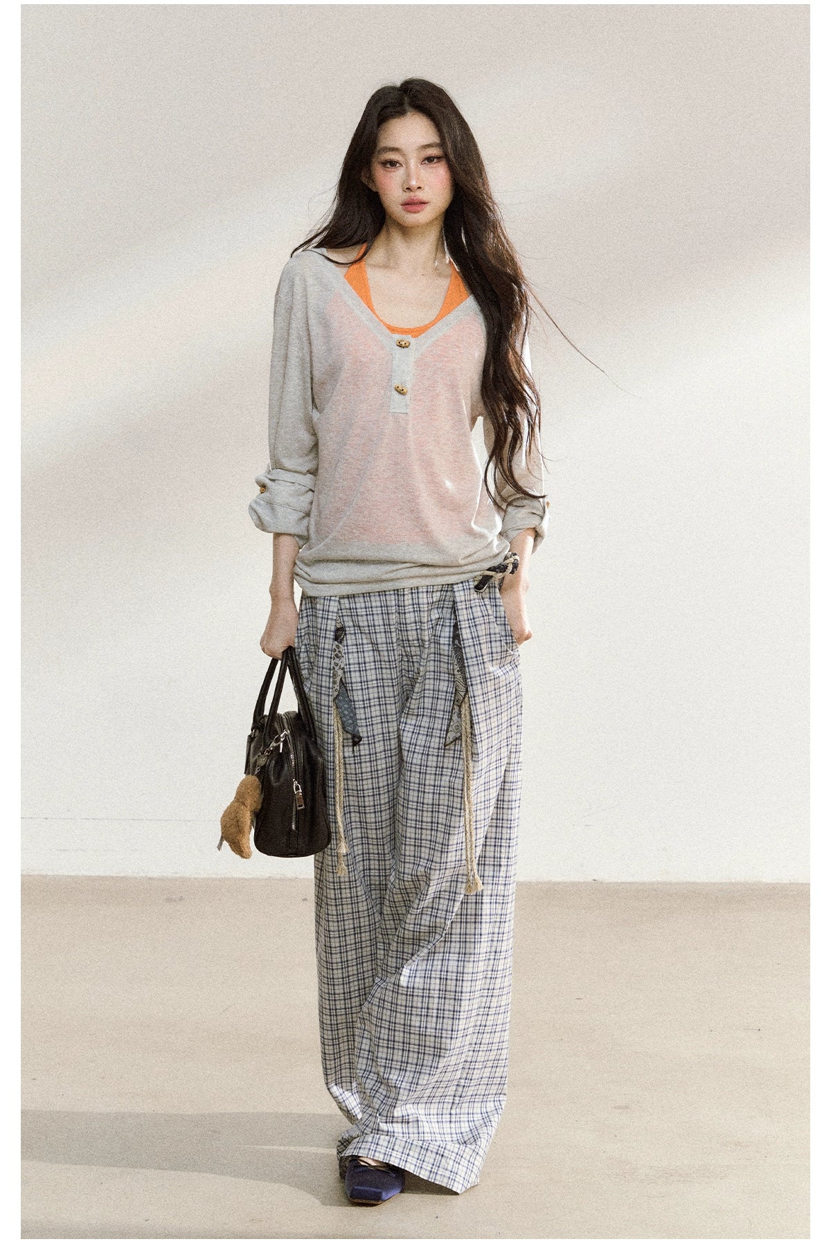 Textured Silk-Blend V-Neck Pullover & Tank Top Set - CHINASQUAD