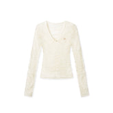 Florence 100% Wool Semi-Sheer Fitted V-Neck - CHINASQUAD