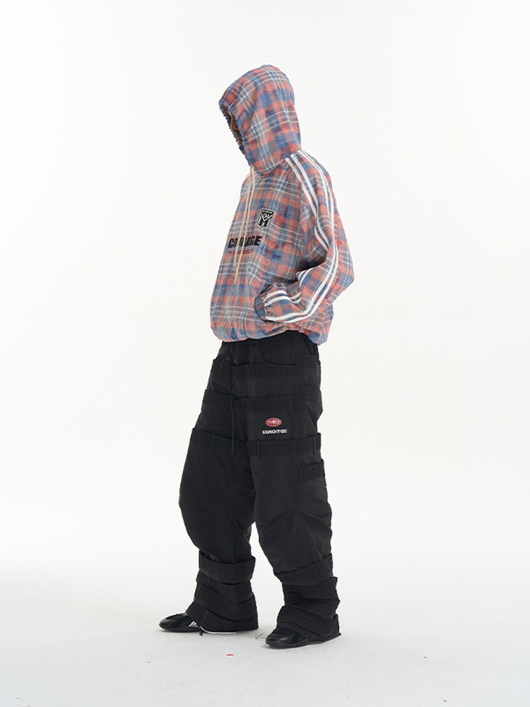 Plaid Color-Block Sport Hoodie