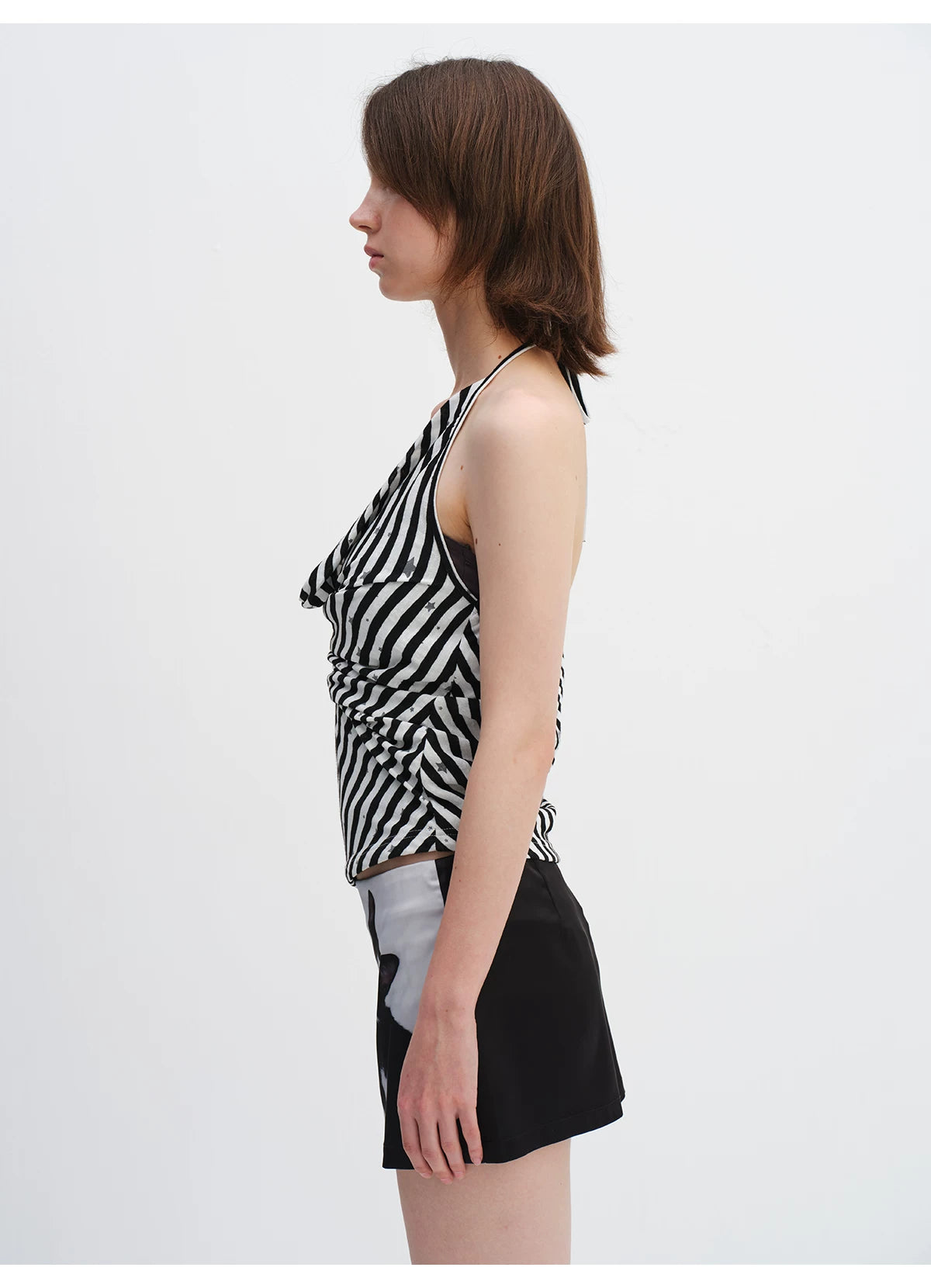 Star Stripe Draped Halter Camisole