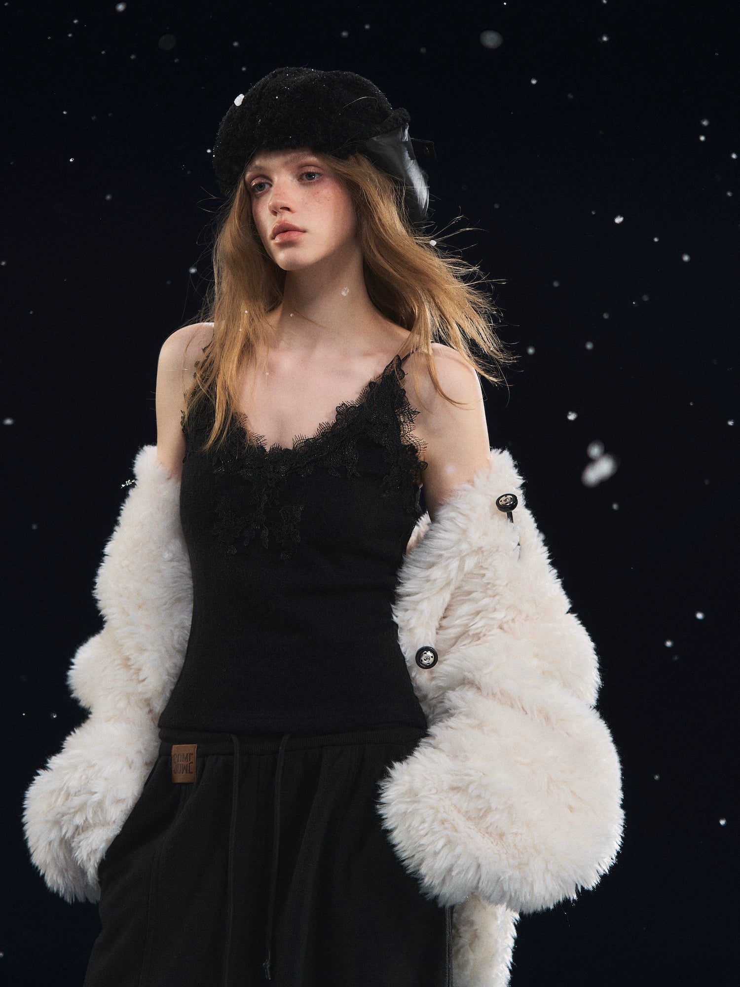 Textured Velvet Lace Cami Vest