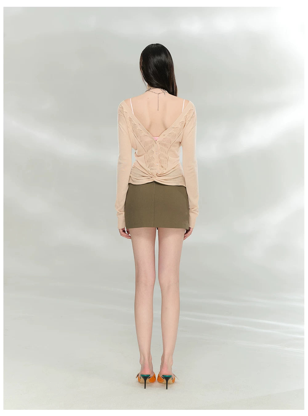 Reversible V-Neck Acetate Wool Knit T-Shirts