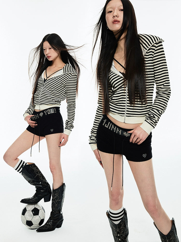 Striped Devil Horn Blouse - CHINASQUAD