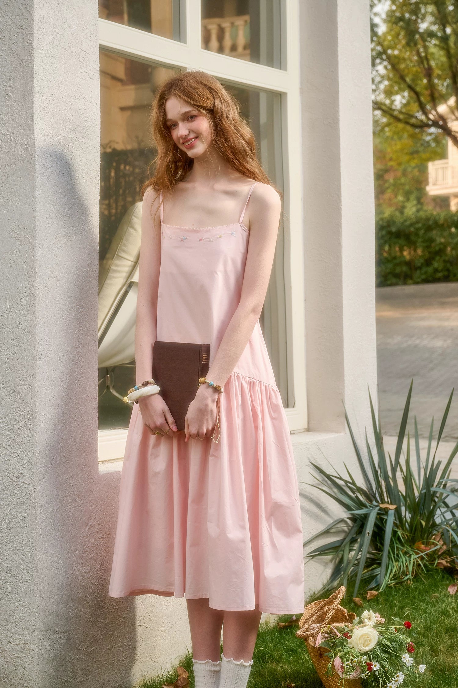 Embroidered Shirt Dress & Slip Dress Set