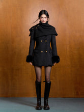 Short Slim Wool Coat with Detachable Faux Fur - CHINASQUAD