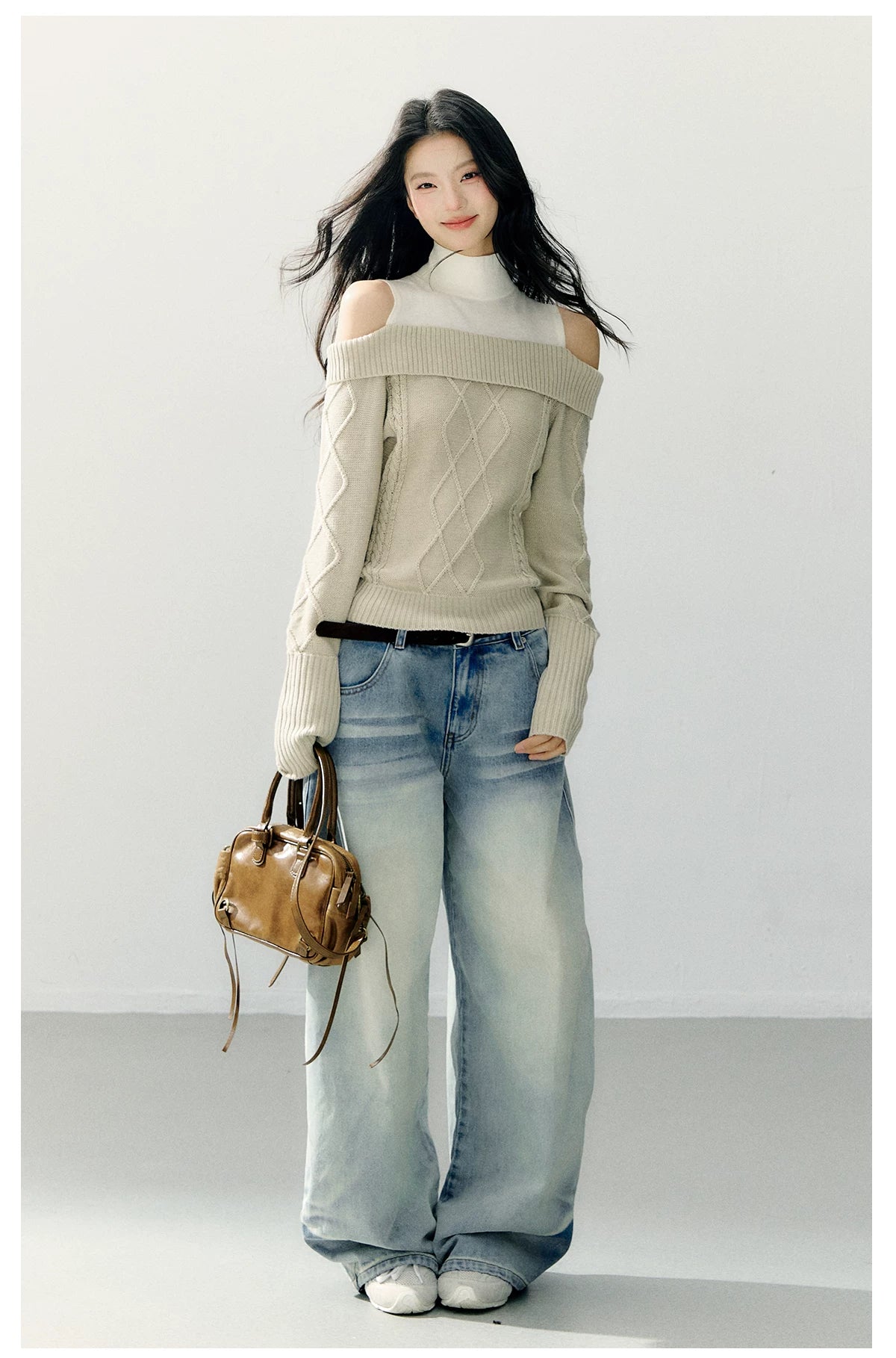 Vintage Blue Washed Wide-Leg Jeans