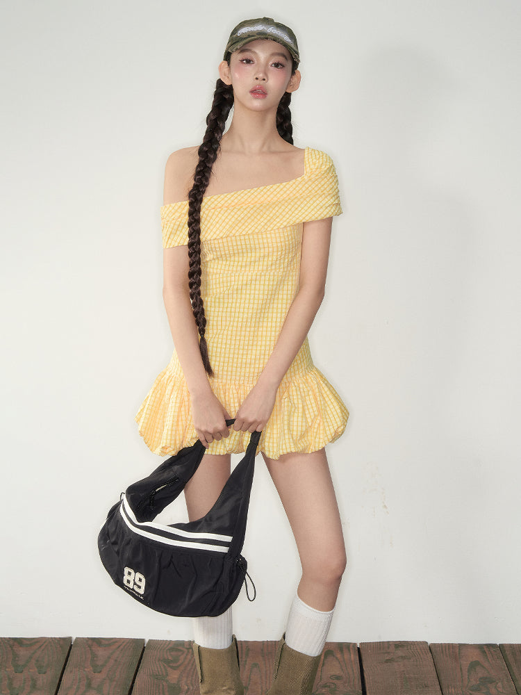 Yellow Plaid Smocked Dress - CHINASQUAD