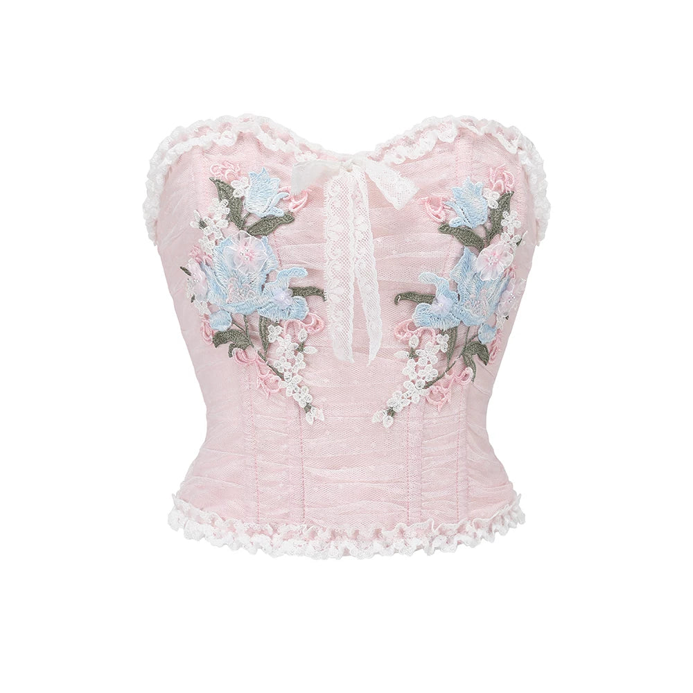 Blue Lily Strapless Corset Top & Mesh Skirt Set