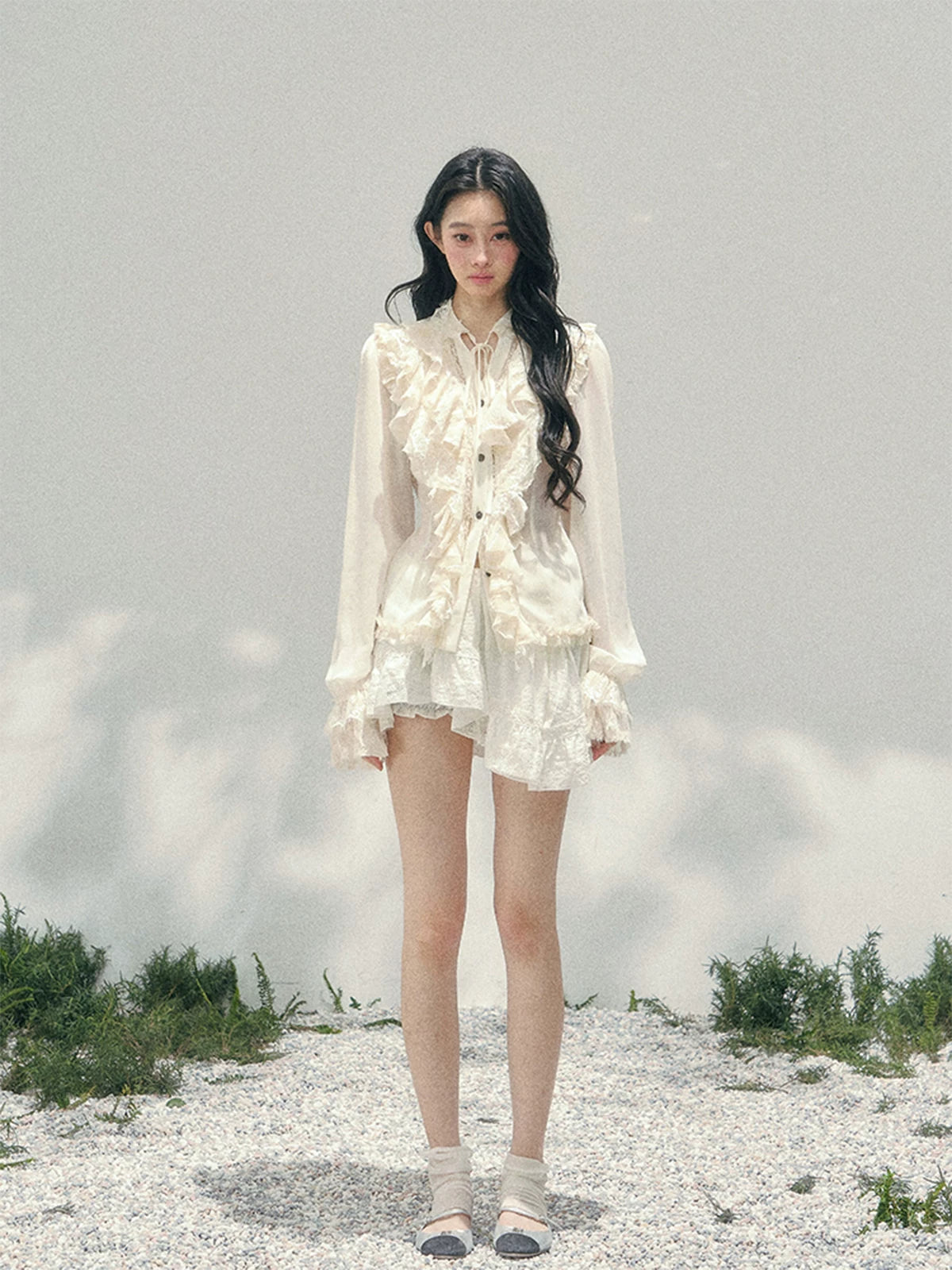 Vintage Lace Ruffle Shirt