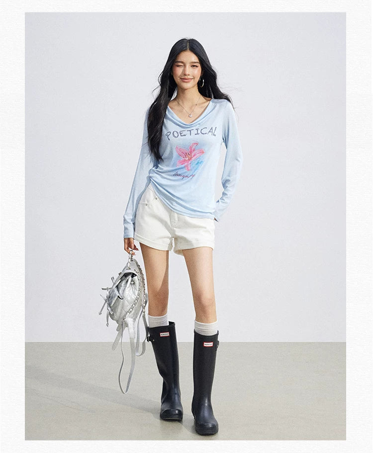 Soft Drape Floral Sun Protection Long Sleeve Top