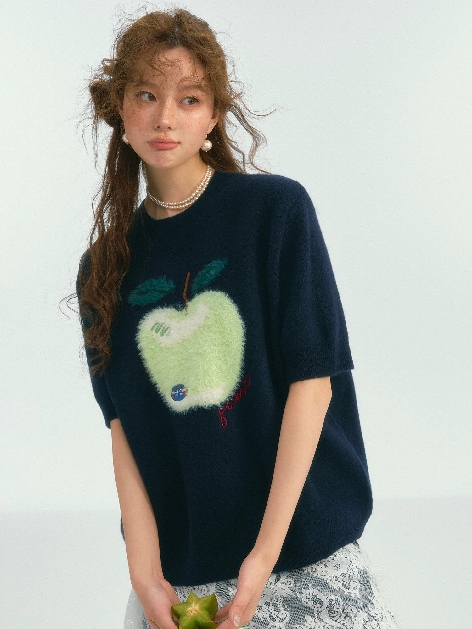 Fun Apple Short Sleeve Sweater - CHINASQUAD