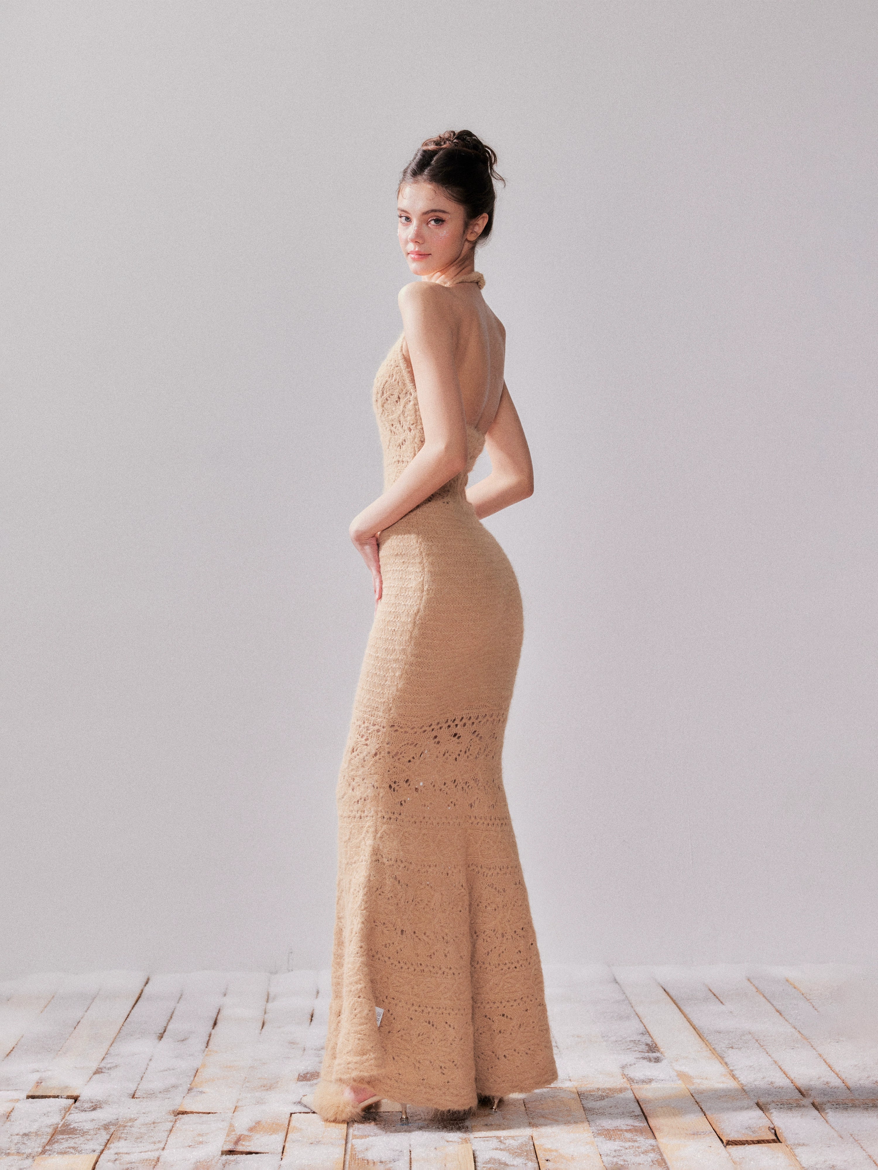 Amber Glow Knit Cardigan & Mermaid Dress Set