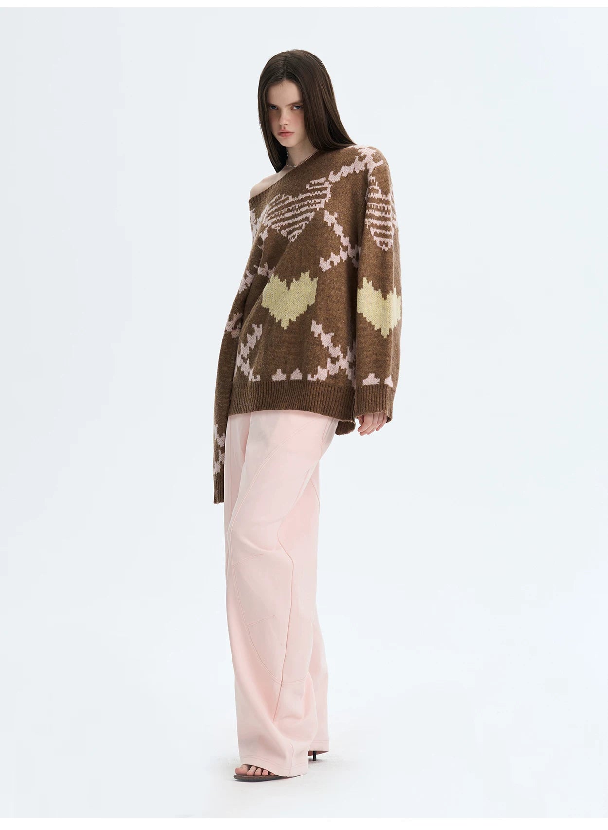 Retro Pixel Jacquard Knit Sweater & Scarf Set