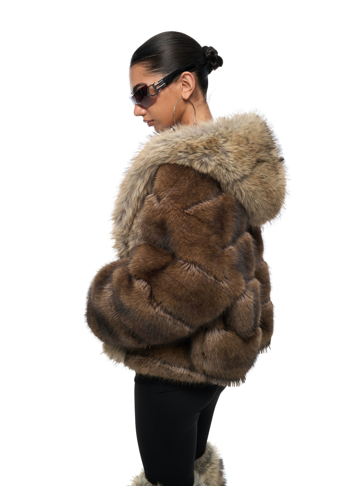 Faux Fur Hooded Oversized Jacket