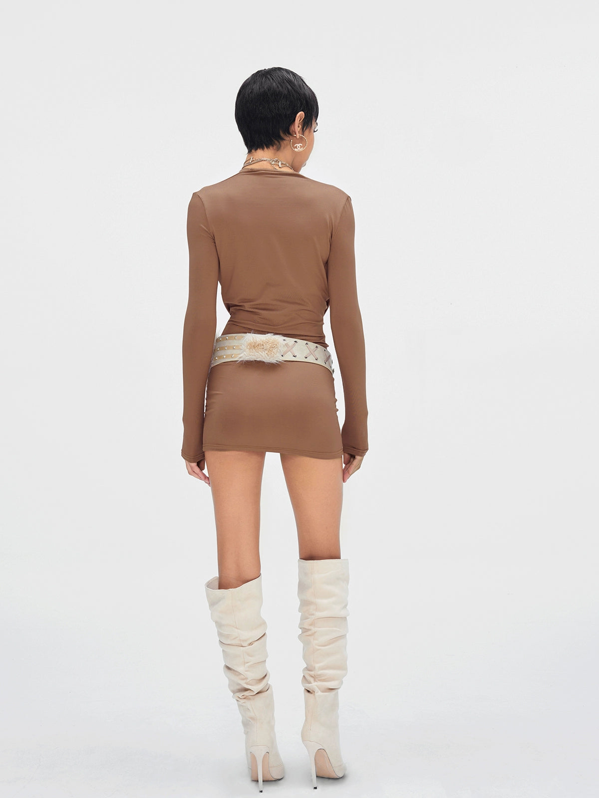 Contour-Fit Long-Sleeve Bodycon Dress