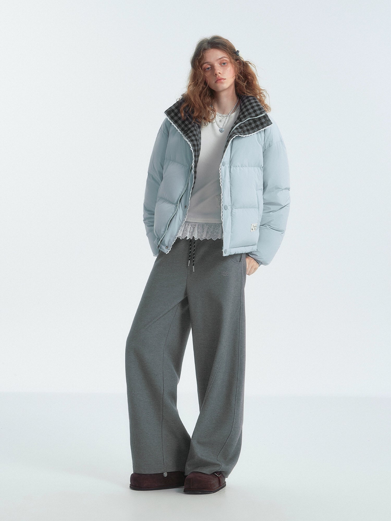 Lace-Trim Reversible Down Jacket - CHINASQUAD