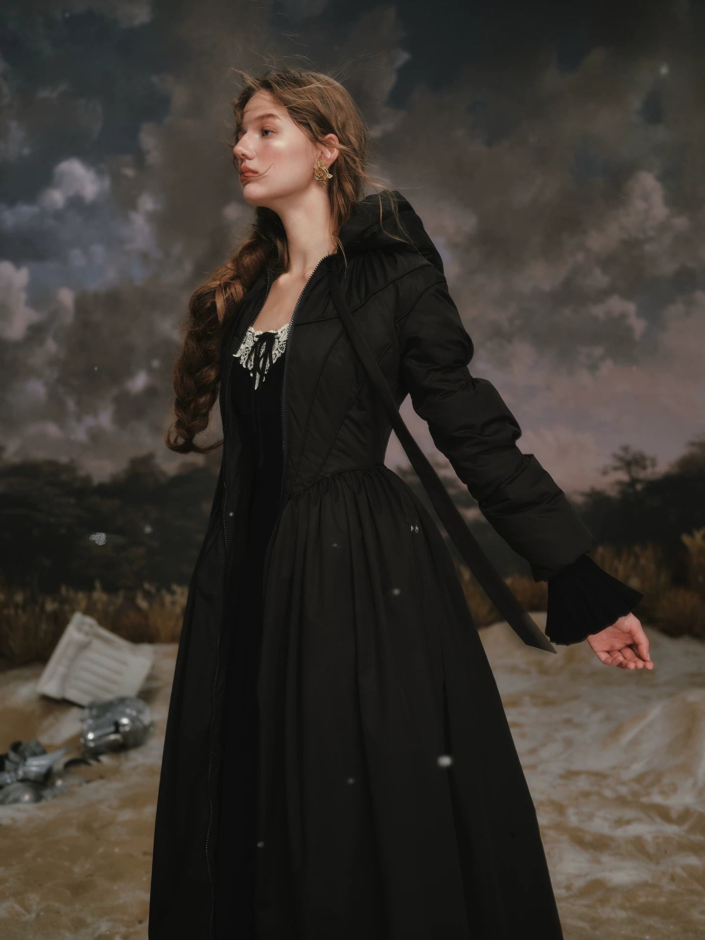 Floral Symphony Faux-Layer Knit Dress