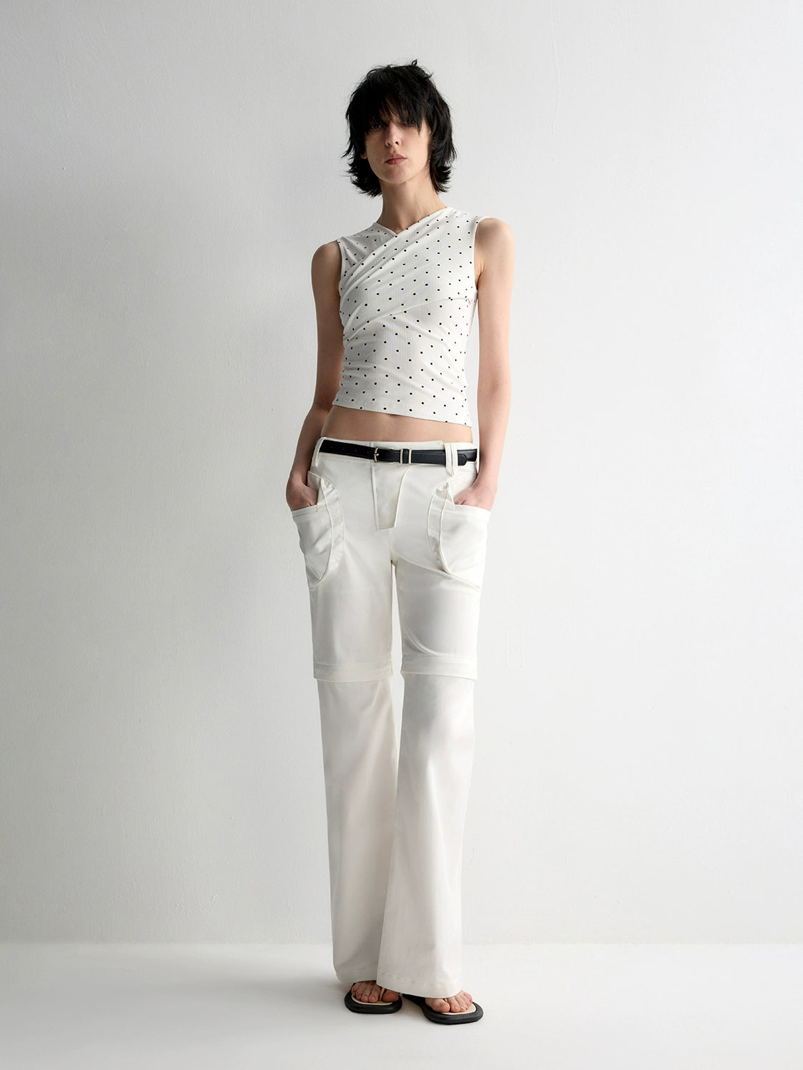 Two-in-One Removable Flared Casual Pants - CHINASQUAD