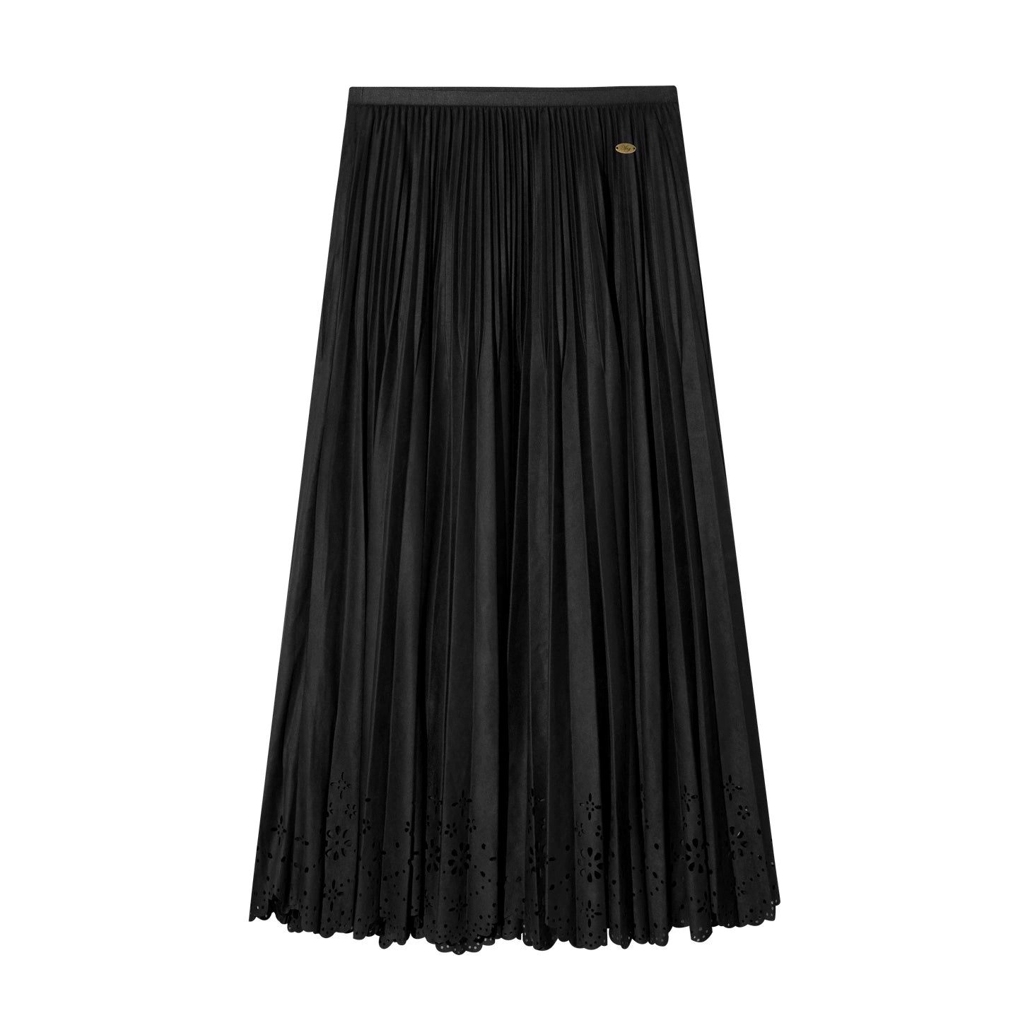 Suede Pleated Midi Skirt