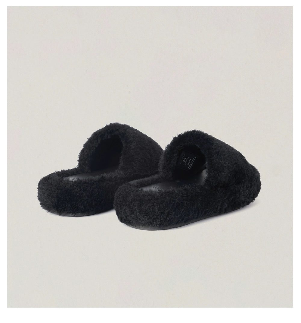 Cross Emblem Shearling Slide Sandals - CHINASQUAD