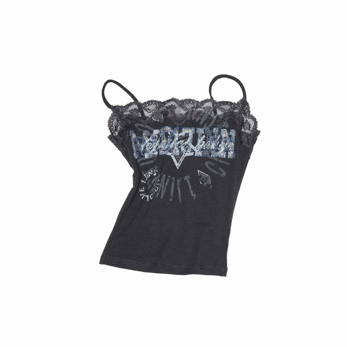 Vintage Lace Print Rhinestone Camisole