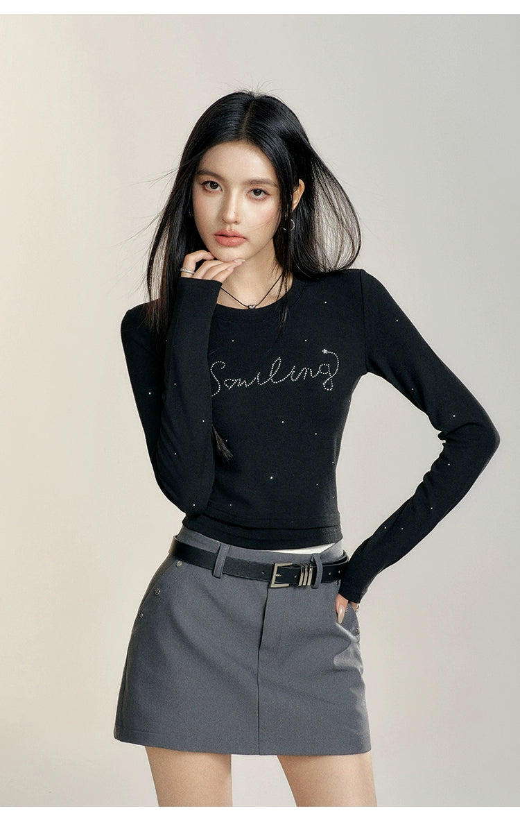 Black & Gray High-waisted Vintage-style Skirt - CHINASQUAD