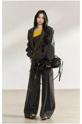 Charcoal Tailored Oversized Blazer - CHINASQUAD