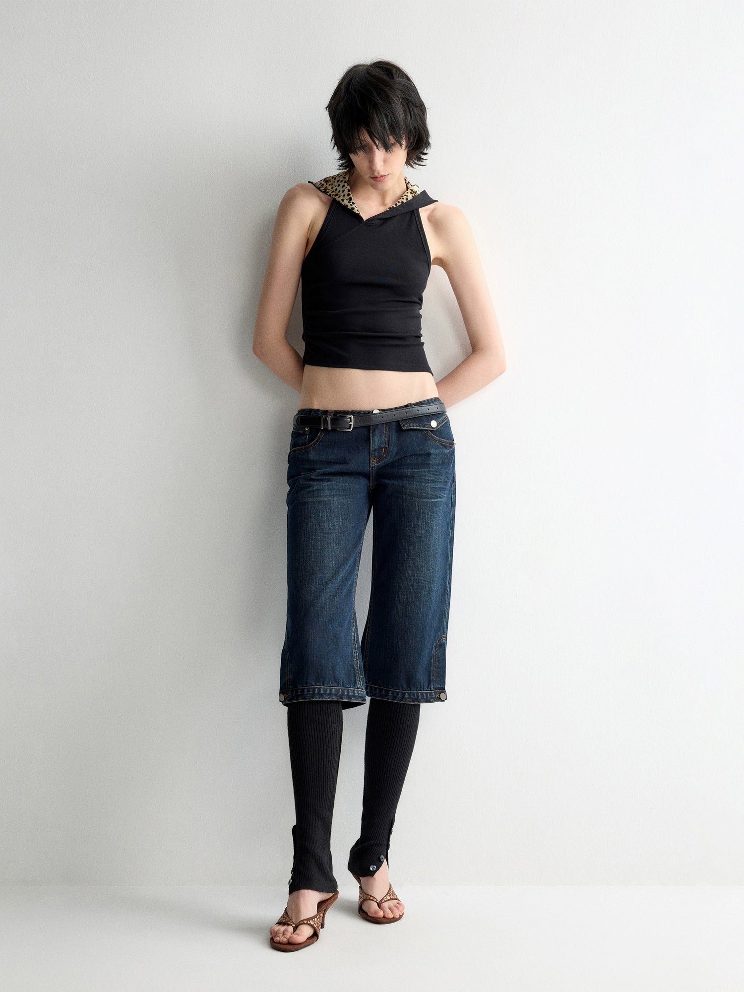 Ultra-Low Waist Straight-Leg Bermuda Jeans - CHINASQUAD