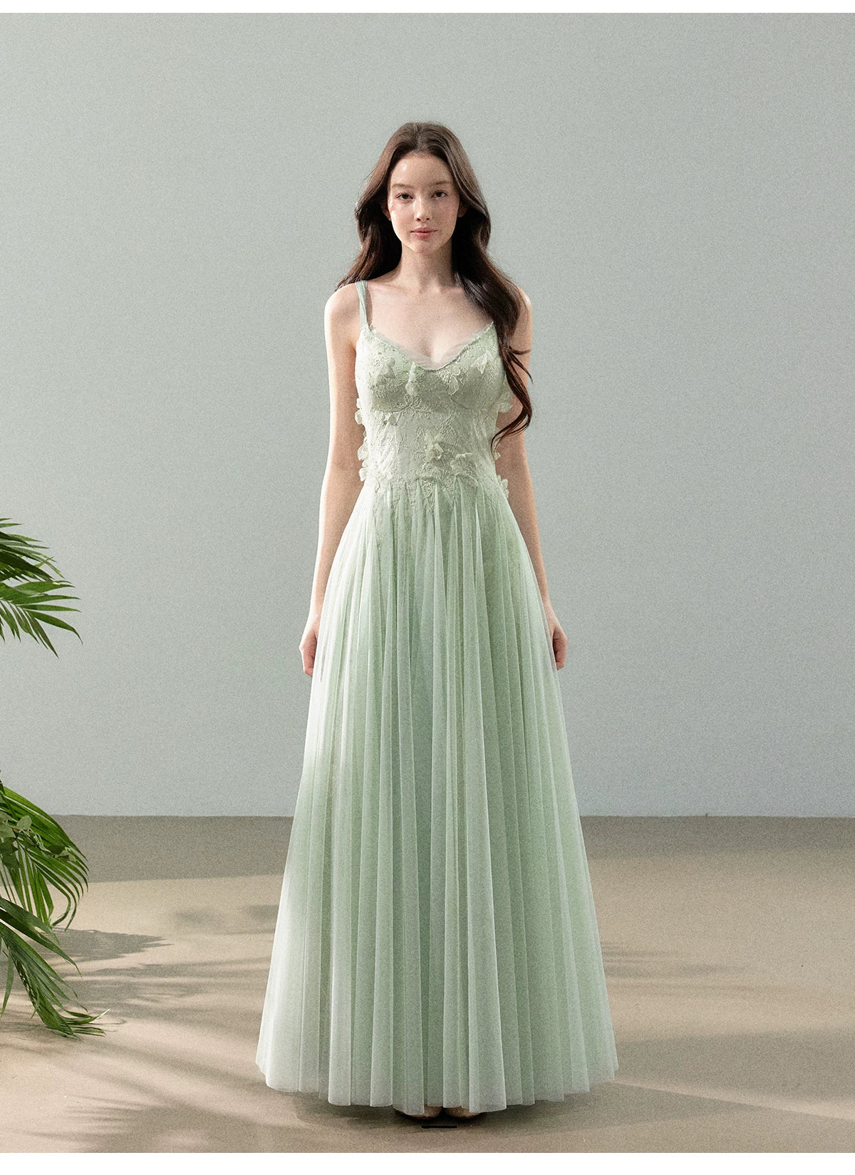 Peach Mist Floral Tulle Layered Slip Maxi Dress