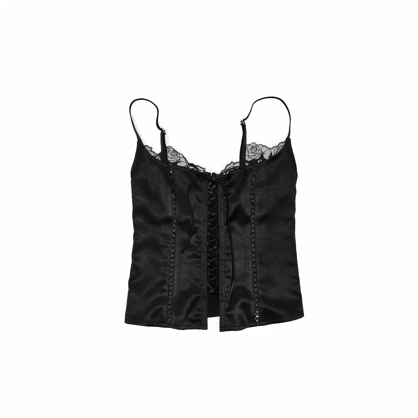 Lace-Panel Faux Layered Satin Corset