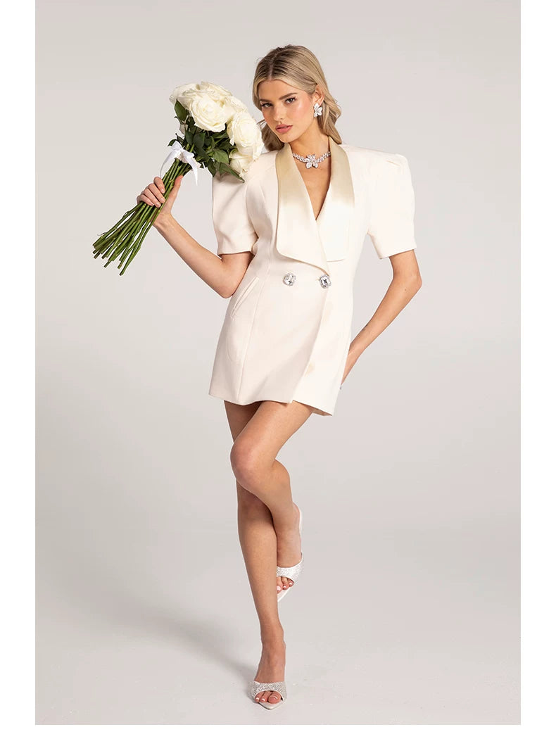 Puff Sleeve Cut-Out Open-Back Dress