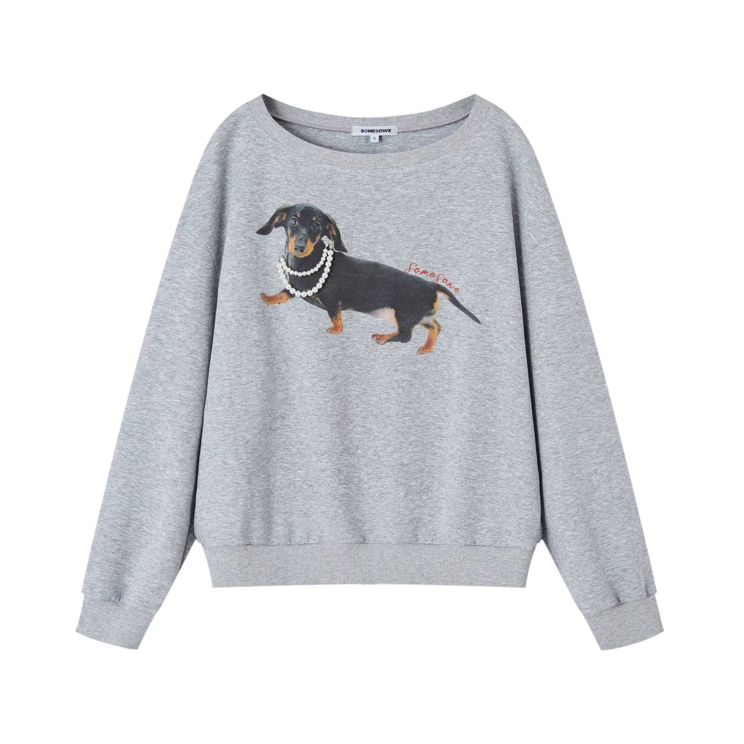 Pearl Dachshund Off-Shoulder Sweatshirt - CHINASQUAD