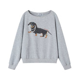 Pearl Dachshund Off-Shoulder Sweatshirt - CHINASQUAD