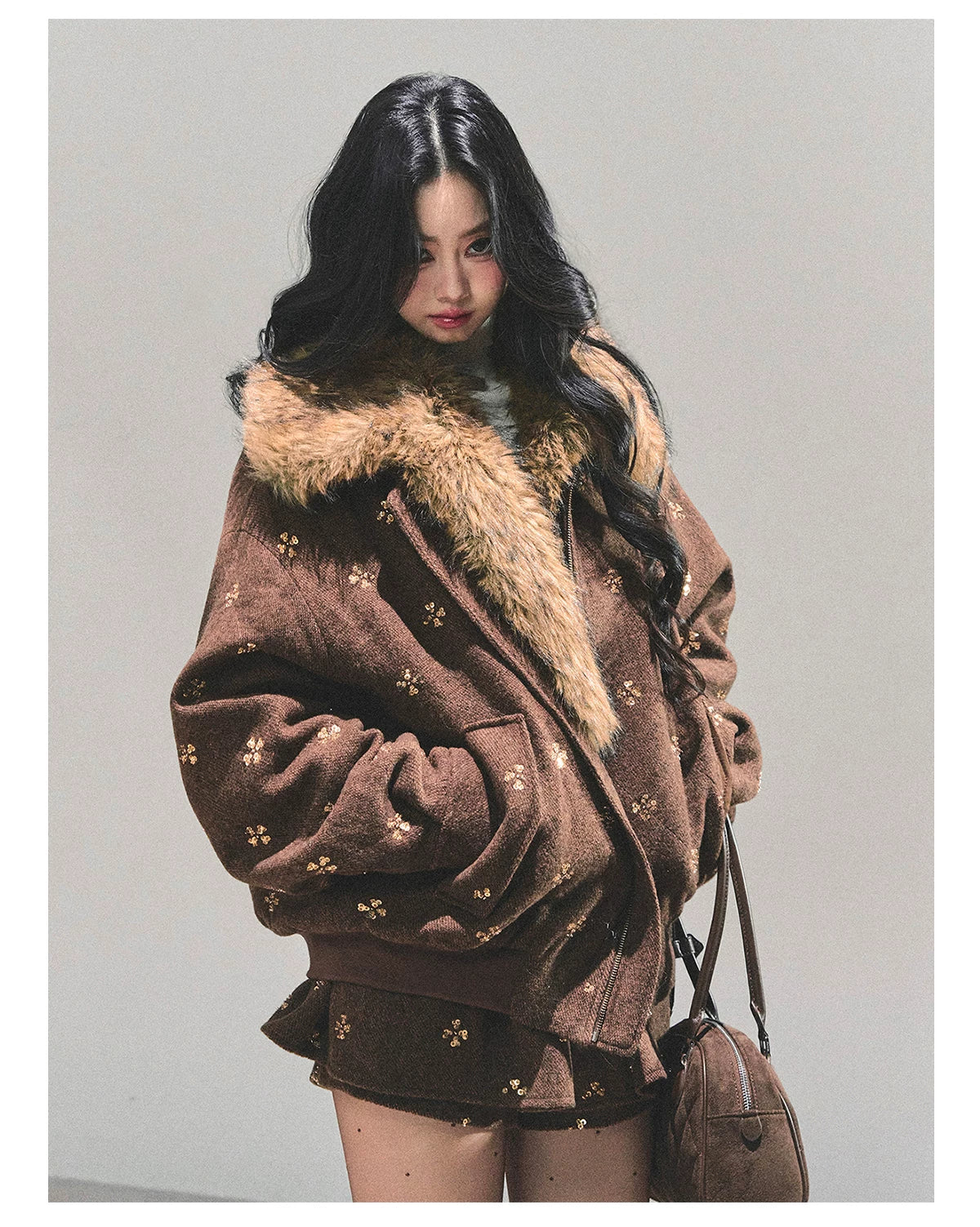 Snowfall Whisper Wool Jacket & Mini Skirt Set