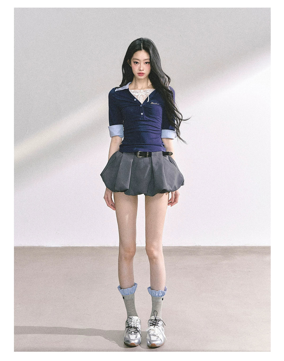 American-Style High-Waist Bubble Mini Skirt