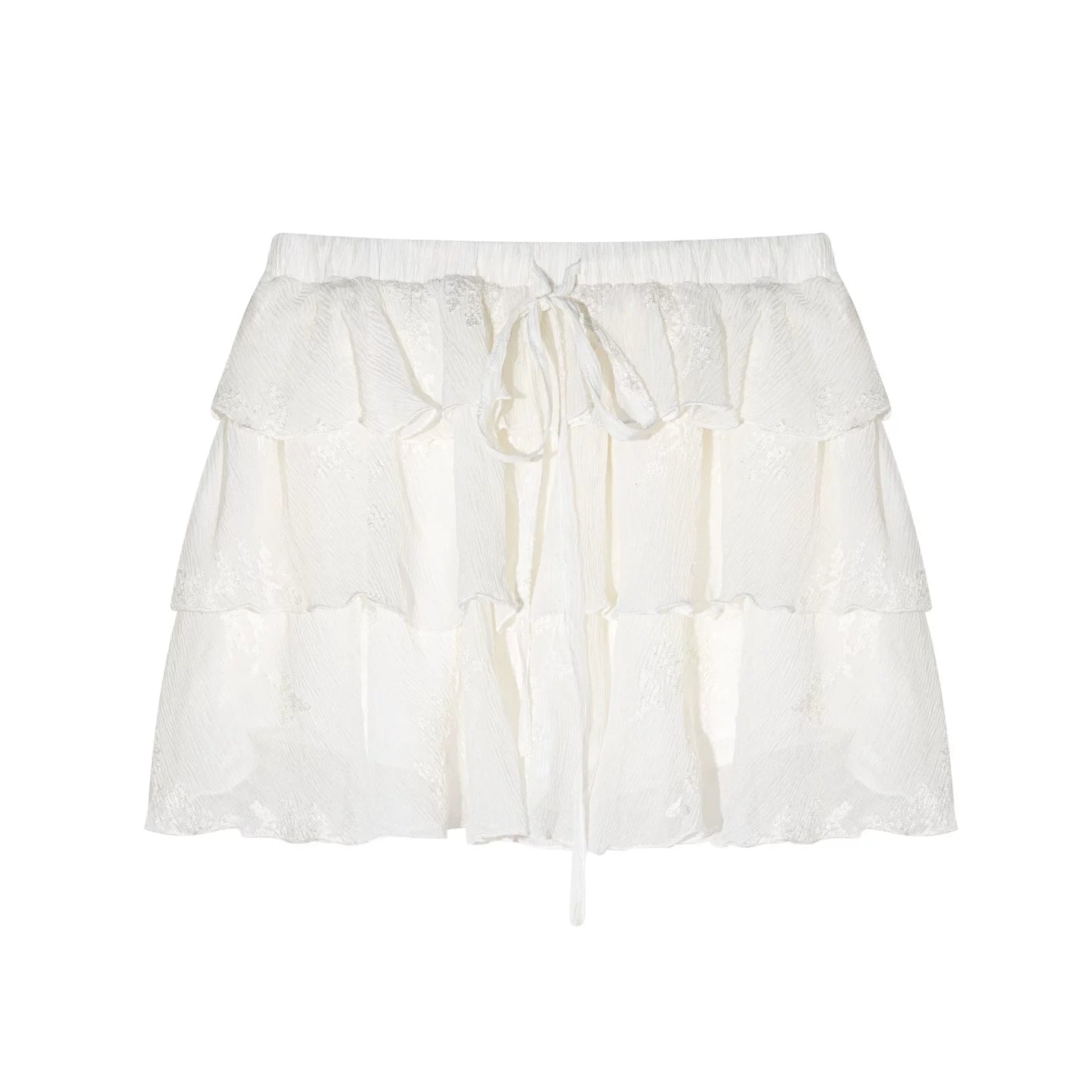 Embroidered Ruffle Chiffon Shirt & Tiered Skirt Set